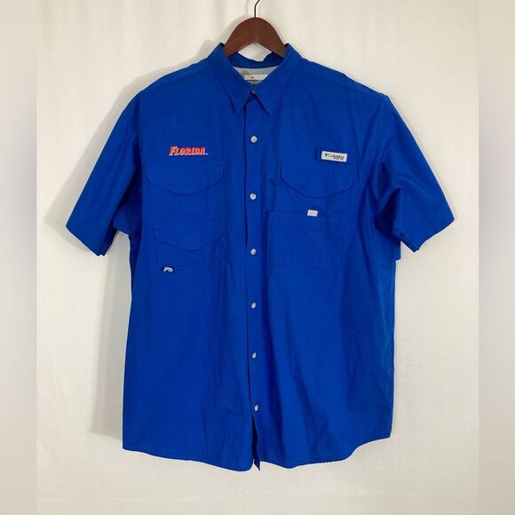 Columbia PFG XL Florida Gators Blue Vented Fishing Shirt Outdoor Logo Gear - Picture 2 of 10
